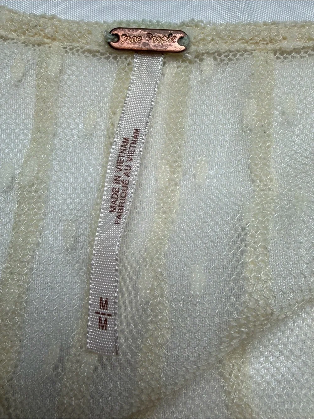 Free People Cream Sheer Tie-Front Blouse
